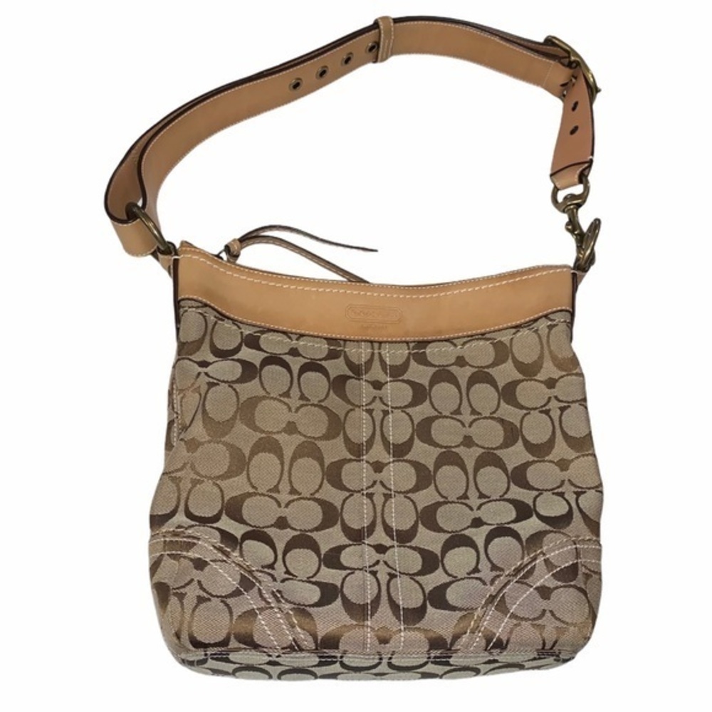 Coach Signature Med. Duffle bag tan leather strap